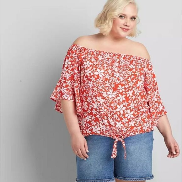 ⭐️Lane Bryant off shoulders floral top size 30 32 plus. - Picture 1 of 5